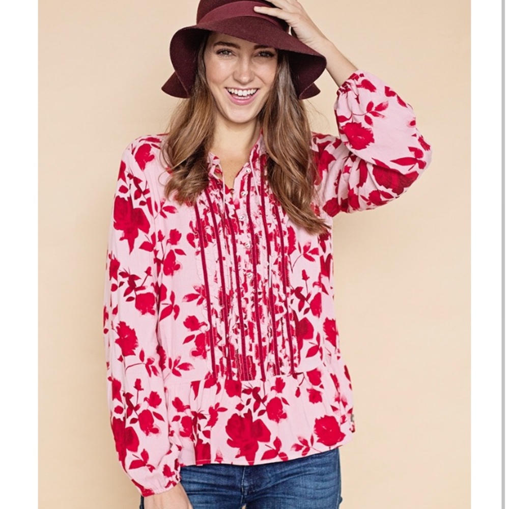 Beautiful Matilda Jane Miri tunic! Red/pink floral